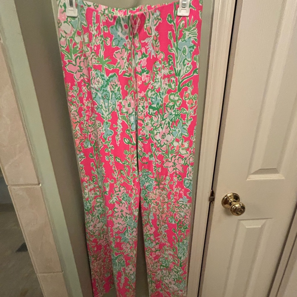 Lilly Pulitzer Bright Pink Floral Wide-Leg Pants